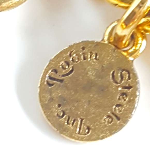 Robin Steele Inc. 18k Gold Polish Over Brass 💟 Double Wide Links - Picture 10 of 10